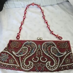 Elegant Red Beaded Clutch